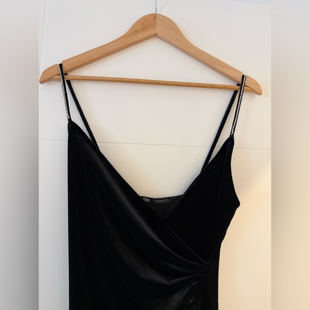 Zara Velvet Rhinestone Strap Midi, size medium. - Picture 6 of 11